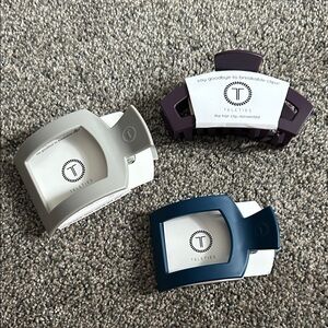 Teleties Hair Clip Trio - Silver, Purple, and Blue